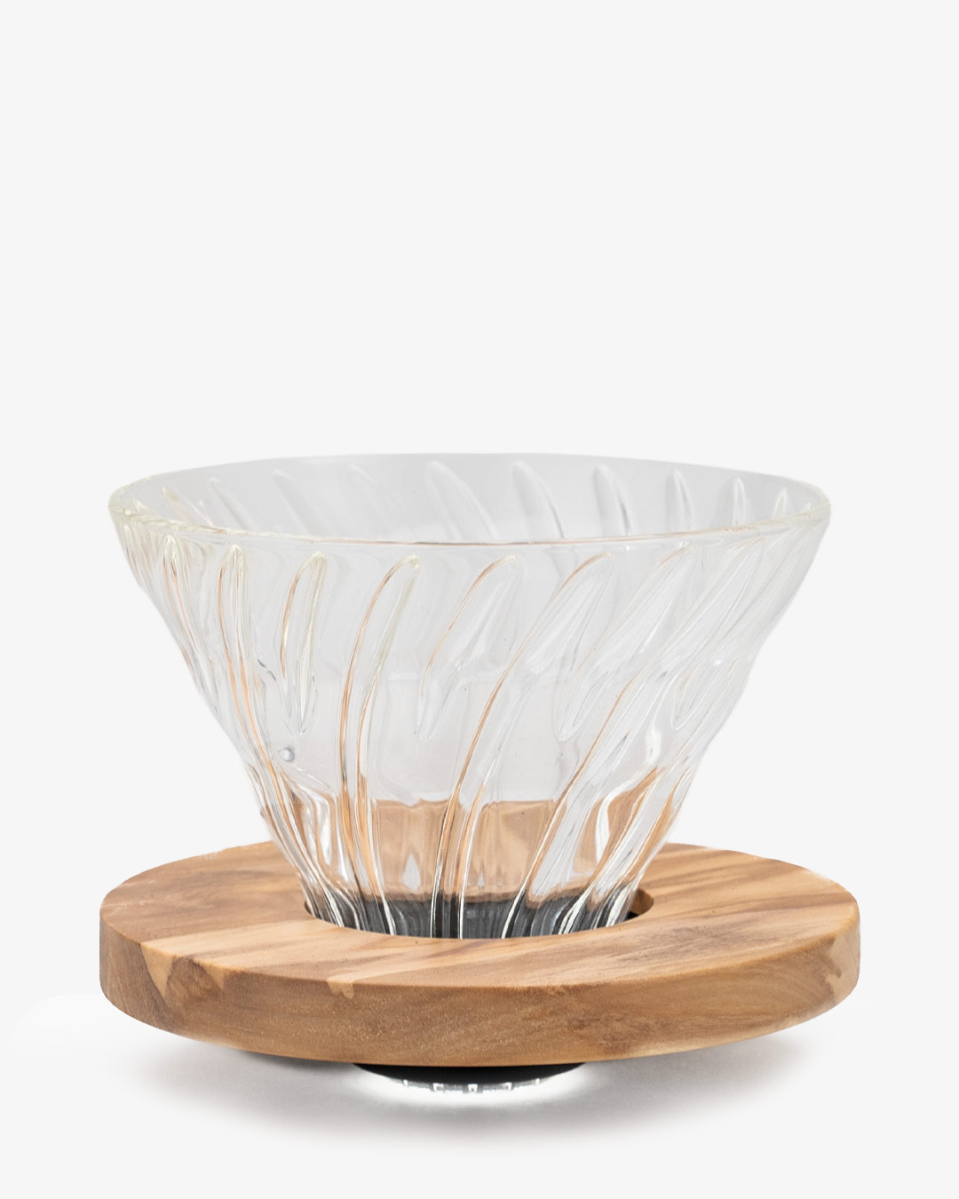 Hario Glas Coffee Dripper aus Oliven Holz